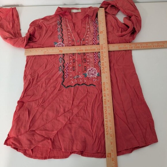 Nurture by Westbound Floral Embroidered Shirt Womens Size Medium Pink Tunic - Picture 10 of 12